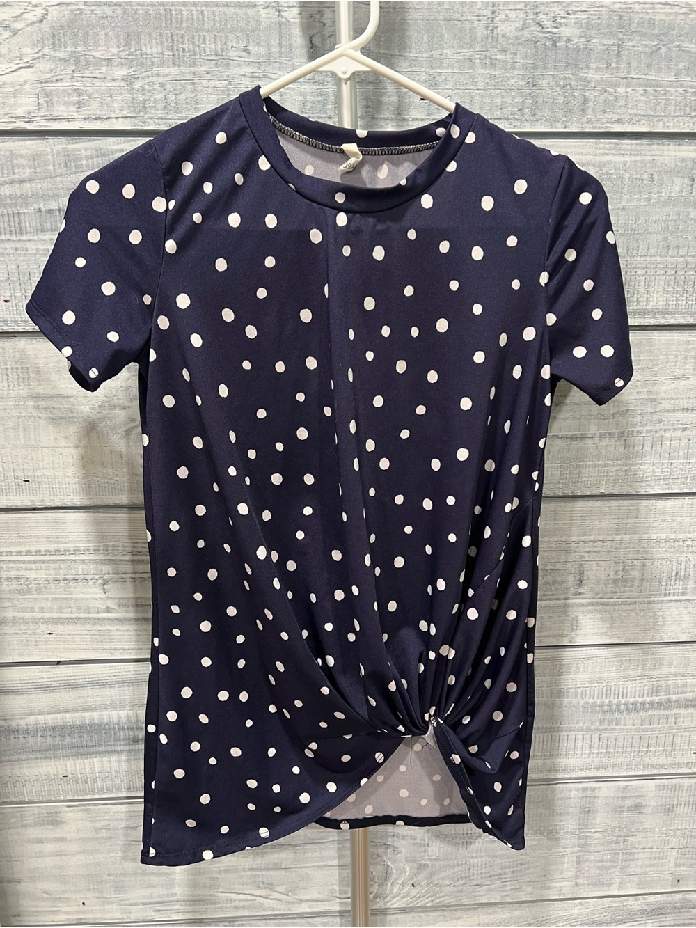 Girls' Navy Polka Dot Twist Front Tee